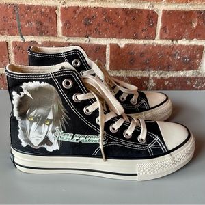 Brand ZQS Bleach Anime Hightop Black White Sneakers Sz 38 EU Goth KPop Manga 6.5
